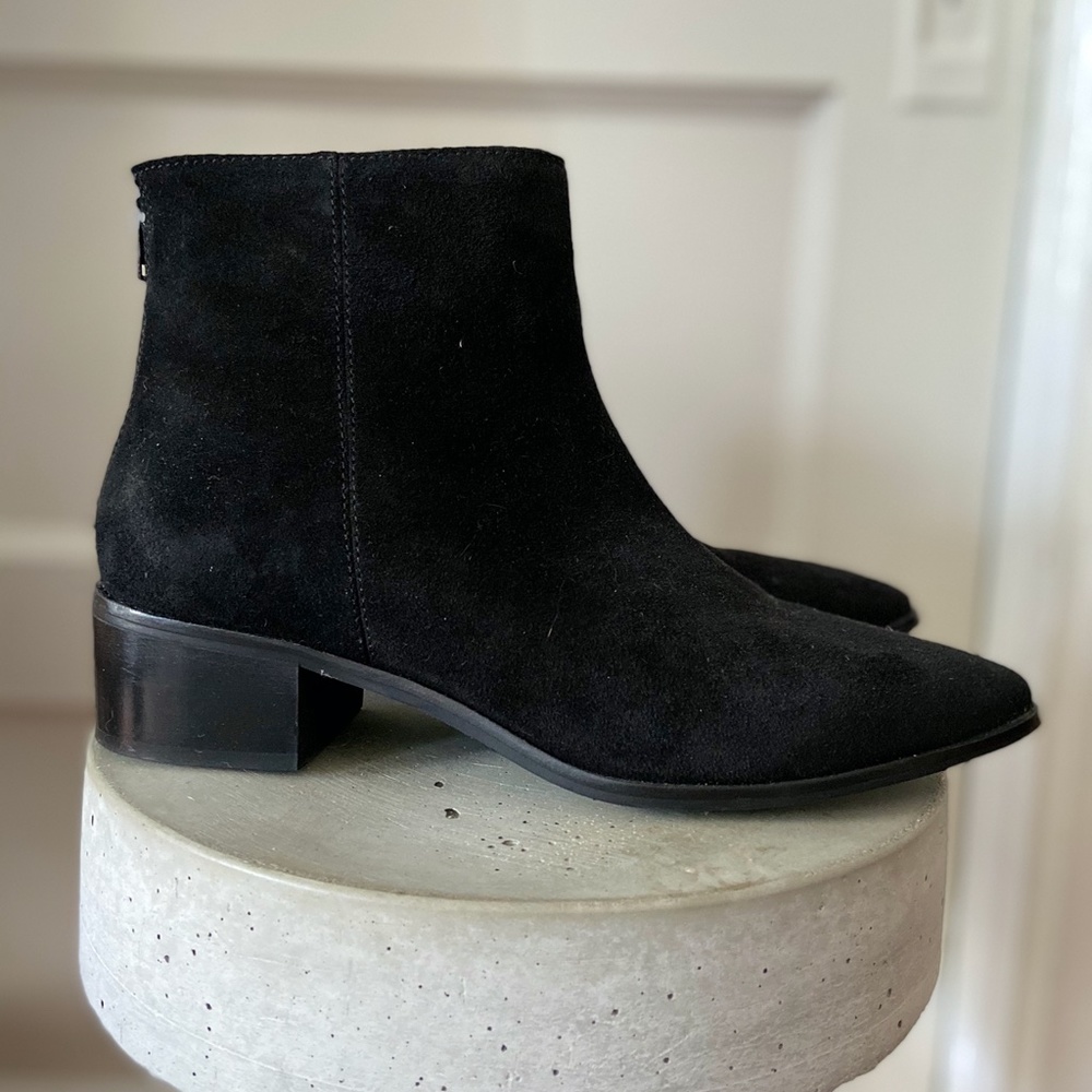 OAK NYC Black Suede Ankle Booties Chelsea Boots